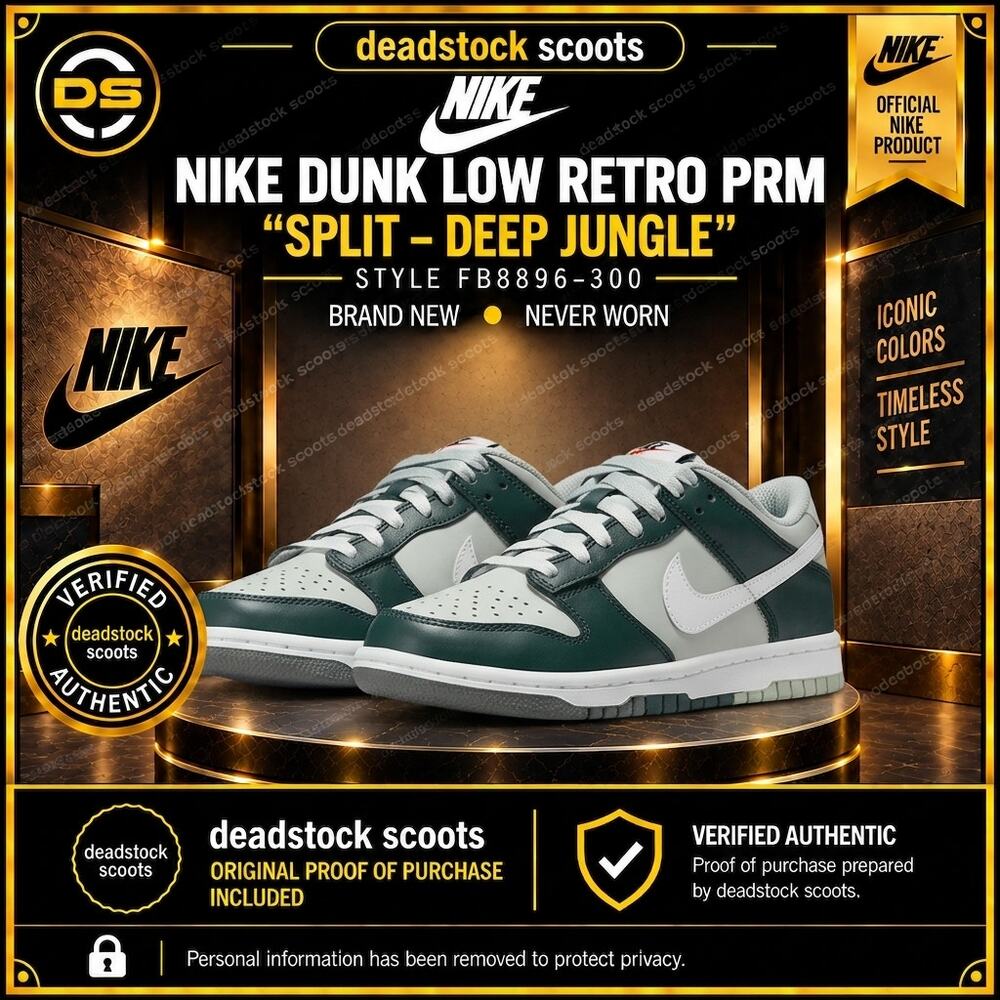 Nike Dunk Low Retro PRM Split Deep Jungle Size 12 FB8896-300